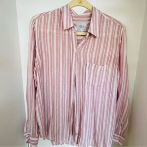 RAILS Women’s faded red and White Striped Linen/Rayon Shirt